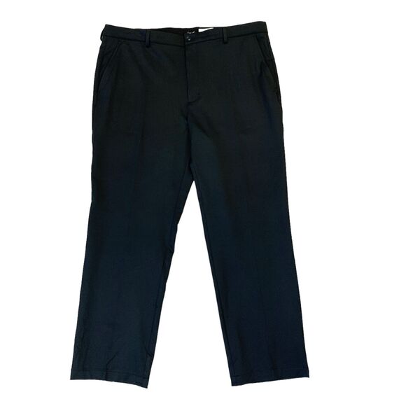 Greg Norman Dress Pant Mens 40x30 VJONE Black Flat Front Stretch Polyester Blend - Picture 1 of 9